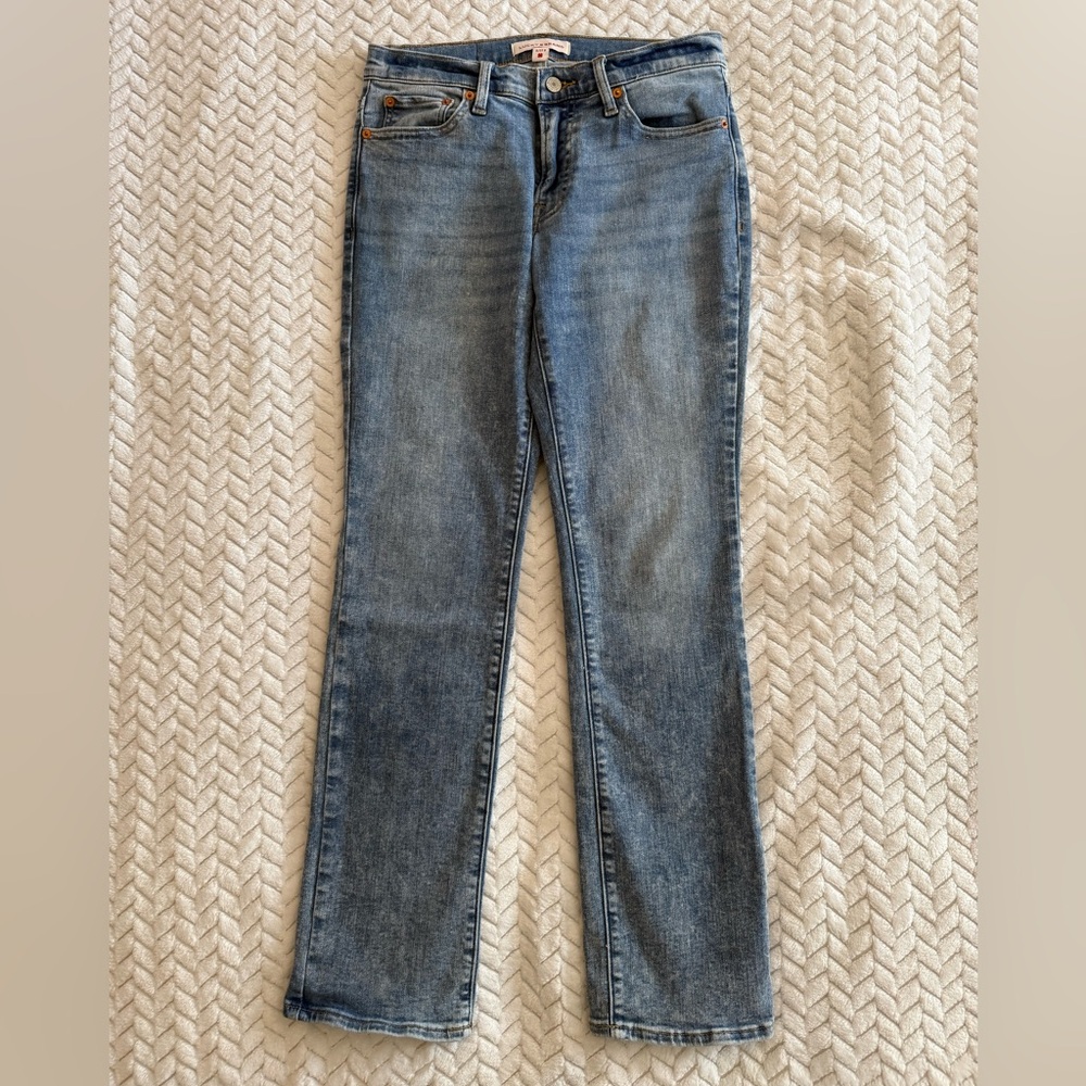 Lucky Brand Blue Straight Leg Jeans with Lived-In Look